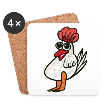 Chickens Chicken Cartoon - Coasters (set of 4) - white - Front