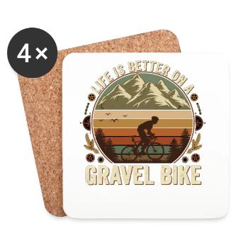 Gravel Bike Retro Bike Mountains Outdoor - Coasters (set of 4) - white - Front