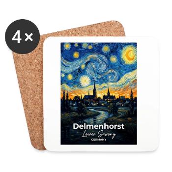 Delmenhorst Germany Starry Night - Coasters (set of 4) - white - Front