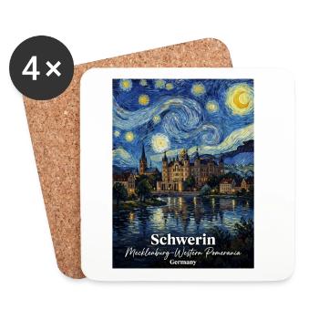 Schwerin Germany Sternennacht - Untersetzer (4er-Set) - Weiß - Vorne