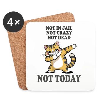 Not Today Funny Cat Sarcasm Design - Coasters (set of 4) - white - Front