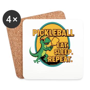 Pickleball Essen Schlaf Wiederholen Lustiger Spieler - Untersetzer (4er-Set) - Weiß - Vorne