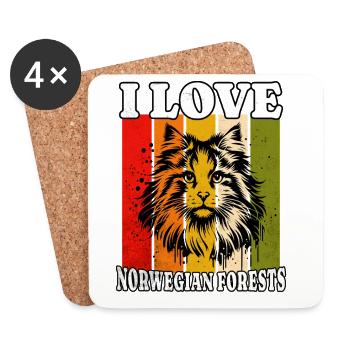 J’adore la forêt norvégienne - Dessous de verre (lot de 4) - blanc - Devant