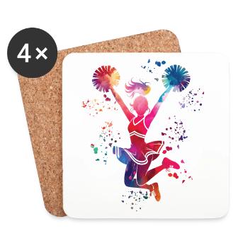 Cheerpom pom girls Mom Cheerleading - Dessous de verre (lot de 4) - blanc - Devant