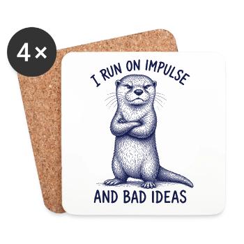 I Act Impulsively Funny Otter Shirt - Coasters (set of 4) - white - Front