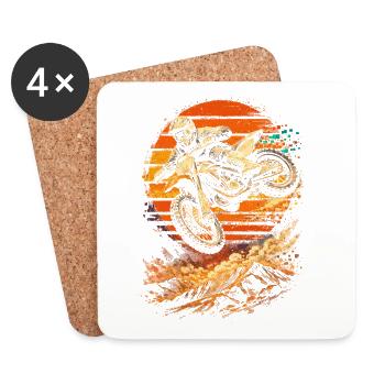 Dirtbike Dirt Bike Motocross - Coasters (set of 4) - white - Front