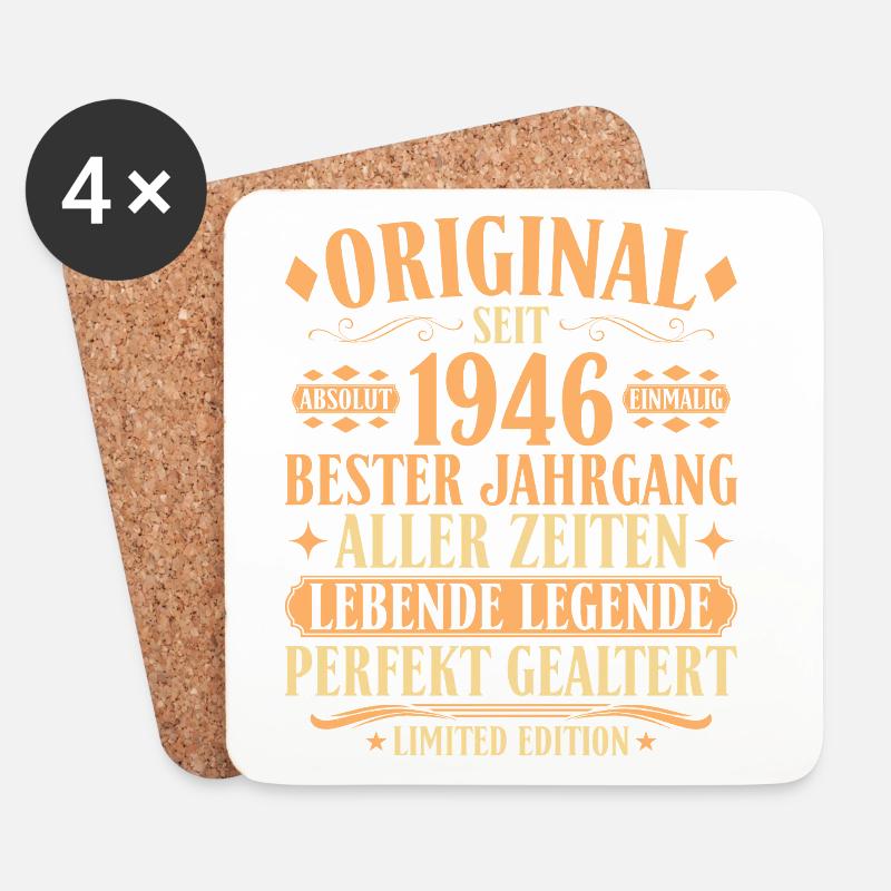 Original 1946 – 80. Geburtstag Legende Vintage - Untersetzer (4er-Set) - Weiß