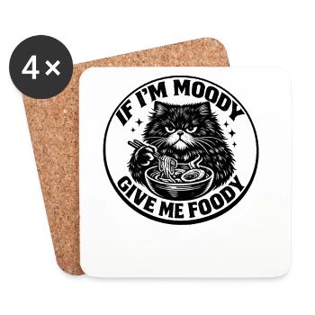 Bol de ramen Grummelkat Chat Grumpy Moody - Dessous de verre (lot de 4) - blanc - Devant