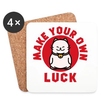 Fais ta propre chance Maneki Neko - Dessous de verre (lot de 4) - blanc - Devant
