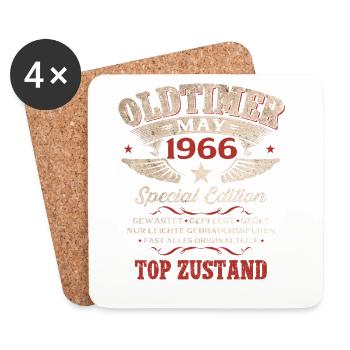 60. Geburtstag Geschenk Mann Oldtimer Mai 1966 - Untersetzer (4er-Set) - Weiß - Vorne