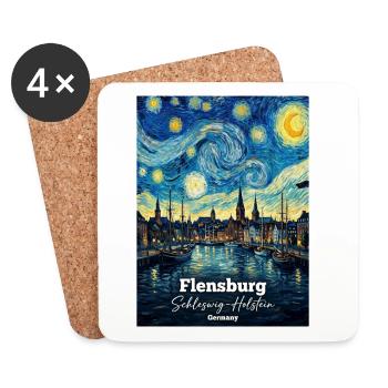 Flensburg Germany Sternennacht - Untersetzer (4er-Set) - Weiß - Vorne