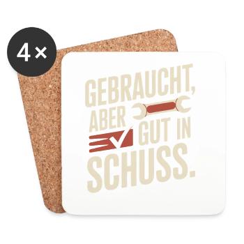 Gebraucht Aber Gut In Schuss Oldtimer Geburtstag - Untersetzer (4er-Set) - Weiß - Vorne