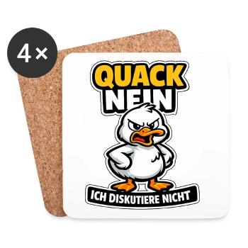 Quack Nein ich diskutiere nicht Ente Spruch - Untersetzer (4er-Set) - Weiß - Vorne