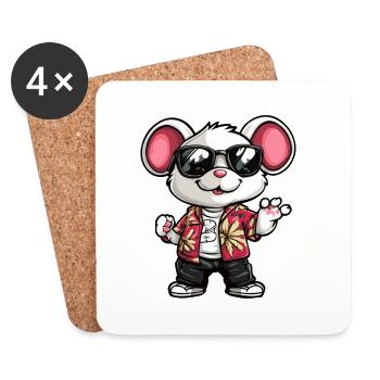Mouse Comic Holiday - Coasters (set of 4) - white - Front
