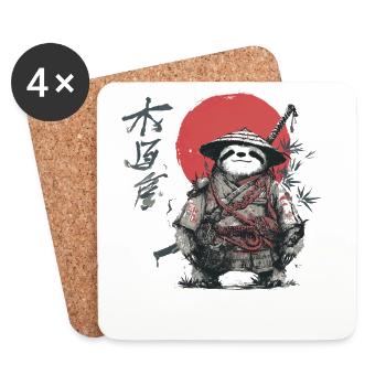 Sloth Samurai Under Red Sun - Coasters (set of 4) - white - Front