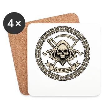 Motorrad Biker V-Twin Motor Skull Totenkopf Rocker - Untersetzer (4er-Set) - Weiß - Vorne