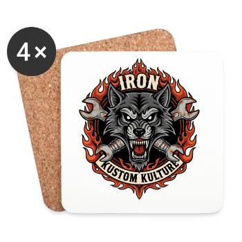 Motorrad Biker V-Twin Motor Skull Wolf Wild Rocker - Untersetzer (4er-Set) - Weiß - Vorne