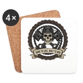 Motorrad Biker V-Twin Motor Skull Totenkopf Rocker - Untersetzer (4er-Set) - Weiß - Vorne