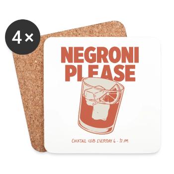 Negroni Please - Retro Cocktail & Happy Hour - Untersetzer (4er-Set) - Weiß - Vorne