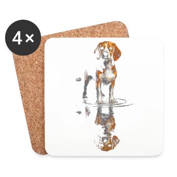 Beagle at the water level - Coasters (set of 4) - white - Front