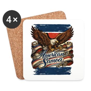 Adler über Flaggenband American Samoa - Untersetzer (4er-Set) - Weiß - Vorne