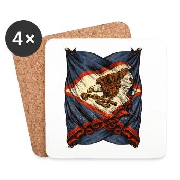 Vintage Eagle Flag Emblem with Rifle - Coasters (set of 4) - white - Front