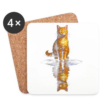 Artiste du chat orange au niveau de l’eau - Dessous de verre (lot de 4) - blanc - Devant