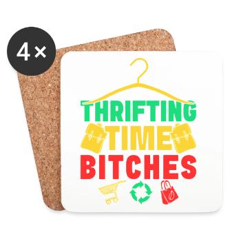 Thrift Shopper Thrifting Time Bitches Thrift Store - Untersetzer (4er-Set) - Weiß - Vorne