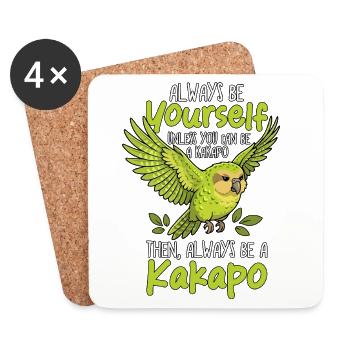 Neuseeland – sei immer du selbst, Kakapo - Untersetzer (4er-Set) - Weiß - Vorne