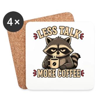 Weniger reden mehr Kaffee Waschbär lustiges Shirt  - Untersetzer (4er-Set) - Weiß - Vorne