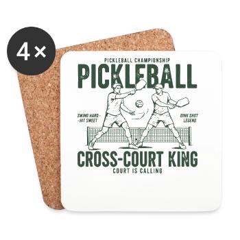 Joueur de Pickleball Cross Court King Love Pickleball - Dessous de verre (lot de 4) - blanc - Devant