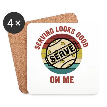 Le service de pickleball me va bien Servir drôle - Dessous de verre (lot de 4) - blanc - Devant