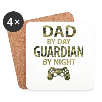 Dad Day Guardian Night Gaming Gamer - Coasters (set of 4) - white - Front