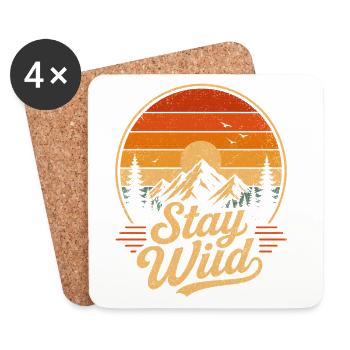 Stay Wild Retro Berge Vintage Sonnenuntergang - Untersetzer (4er-Set) - Weiß - Vorne