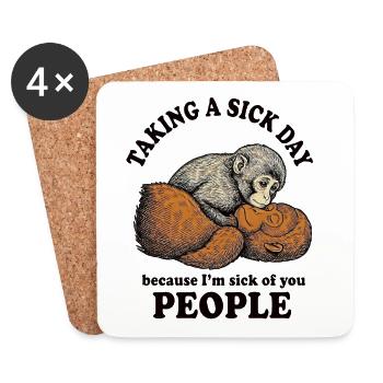 Taking a sick day Baby Monkey Punch - Coasters (set of 4) - white - Front