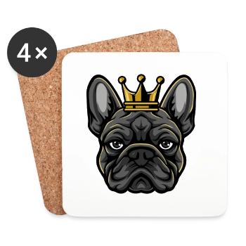 Couronne de chien bouledogue français - Dessous de verre (lot de 4) - blanc - Devant