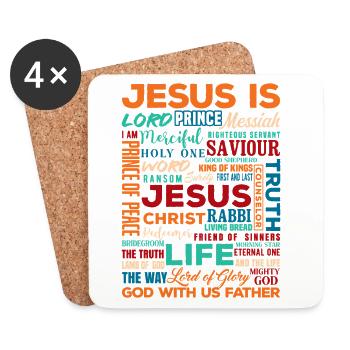 Jesus Names Word Christian Typography Design - Untersetzer (4er-Set) - Weiß - Vorne