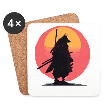 Le Cavalier Samouraï du Crépuscule du Loup - Dessous de verre (lot de 4) - blanc - Devant