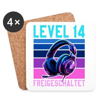 14. Geburtstag Junge Mädchen Gaming Level 14 Jahre - Untersetzer (4er-Set) - Weiß - Vorne