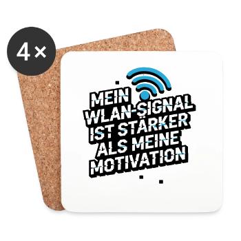  Mein Wlan-Signal Ist Stärker Als Meine Motivation - Untersetzer (4er-Set) - Weiß - Vorne