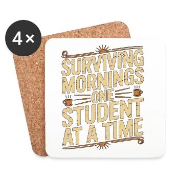 Homeroom Teacher Surviving Mornings Class Advisor - Coasters (set of 4) - white - Front