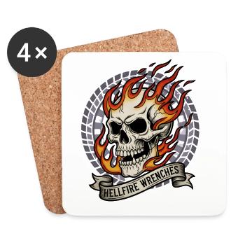 Motorrad Biker V-Twin Motor Skull Totenkopf Rocker - Untersetzer (4er-Set) - Weiß - Vorne