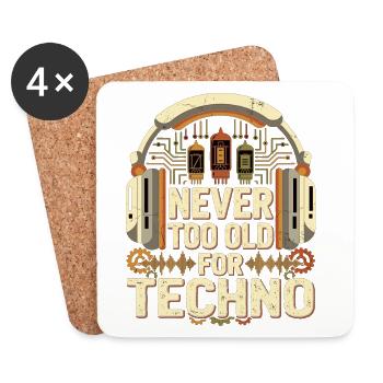 Never Too Old Techno DJ Retro Musik - Untersetzer (4er-Set) - Weiß - Vorne