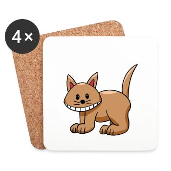 Chat drôle Chats Enfants Enfant - Dessous de verre (lot de 4) - blanc - Devant