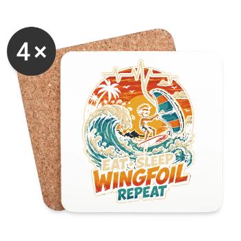 Wingfoil Wellenfahrer Sunset - Untersetzer (4er-Set) - Weiß - Vorne