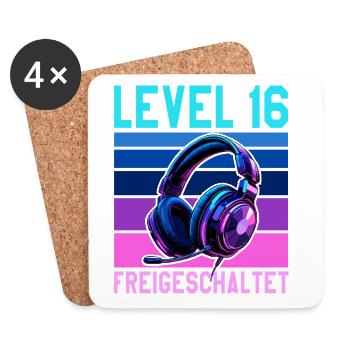16. Geburtstag Junge Mädchen Gamer Level 16 Jahre - Untersetzer (4er-Set) - Weiß - Vorne