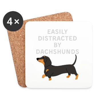 Easily Distracted by Dachshunds - Coasters (set of 4) - white - Front