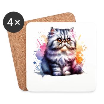 Perserkatze Geschenk - Untersetzer (4er-Set) - Weiß - Vorne