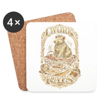 Farbratte Fancy Rat I Work To Support My Rats - Untersetzer (4er-Set) - Weiß - Vorne