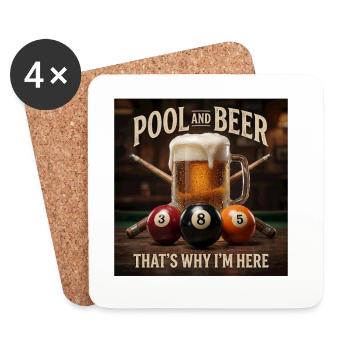 Lustiges 8-Ball-Billard-Bier Deshalb bin ich hier - Untersetzer (4er-Set) - Weiß - Vorne